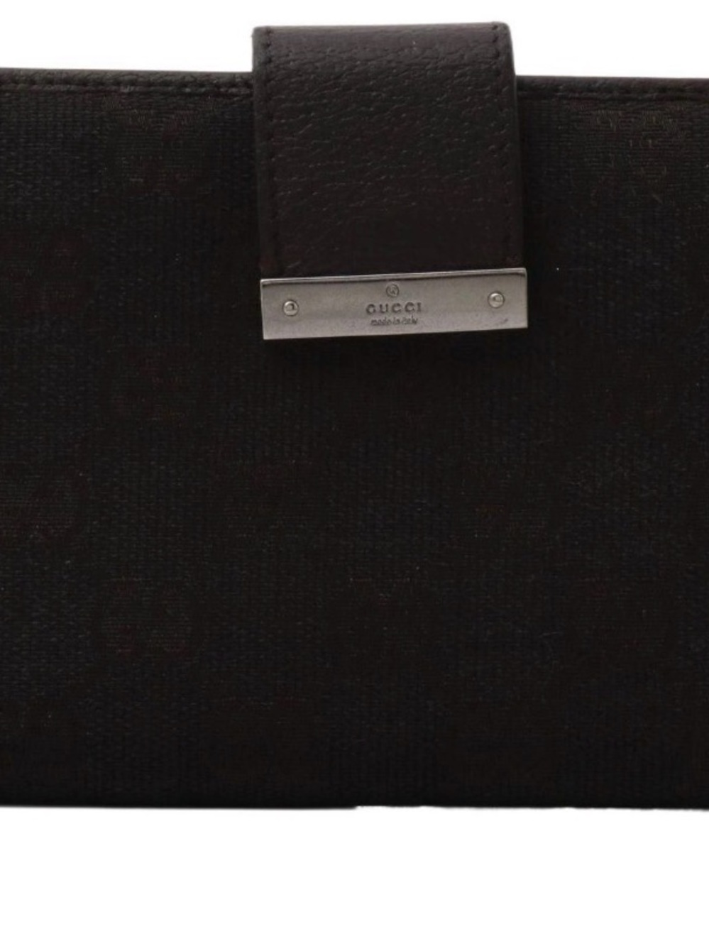 Authentic Gucci Black Canvas Women’s Wallet with Leather Tab and Metal Plate